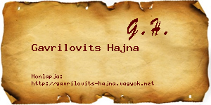 Gavrilovits Hajna névjegykártya